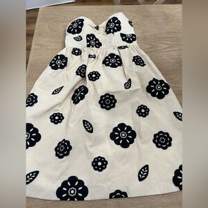 Tibi ivory and black floral strapless dress size 4